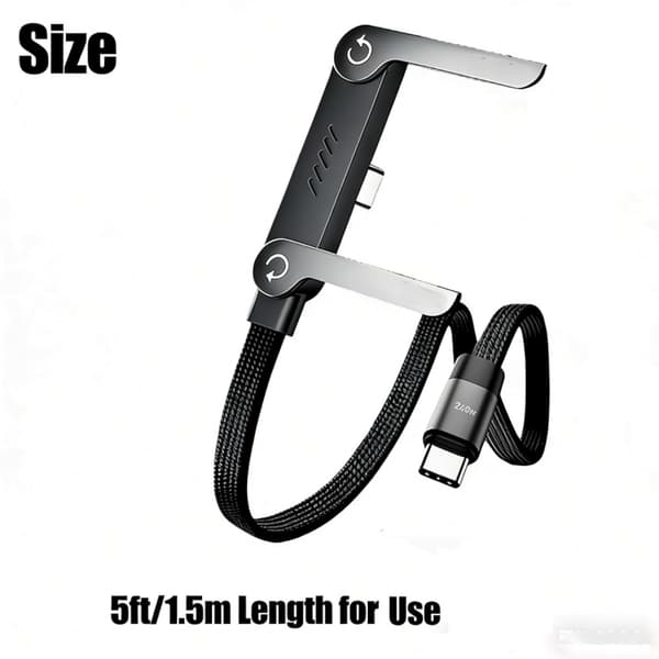 240W Braided Fast Charging Cable with Built-in Phone Stand