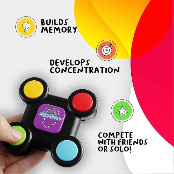 Memory Game Brain Teaser Puzzle Handheld Games with Light & Sound, Electronic Sequence Remember Challenge Repeat Game