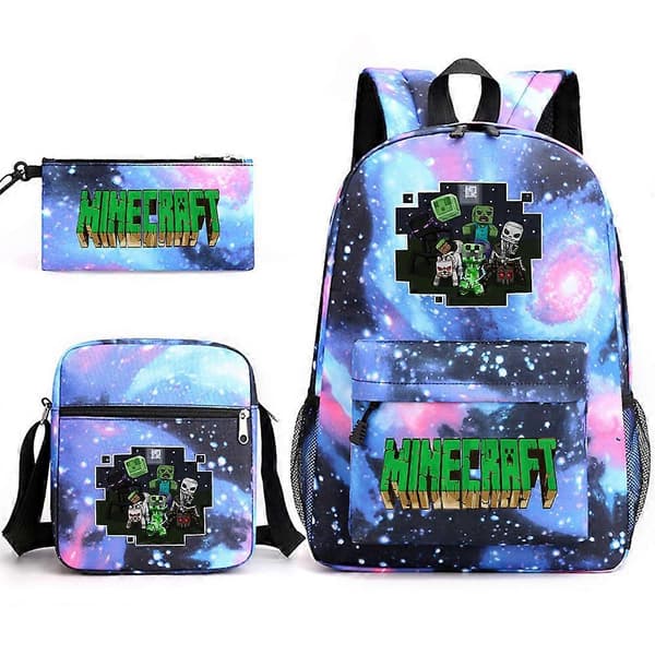 Minecraft School Bag Backpack Pencil Case Shoulder Bag Three-piece Set _10