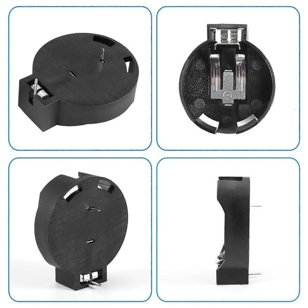 2 stk. CR2450 knapcellebatteriholder, 2-benet, sort