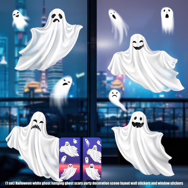 Halloween Ghost Set PVC Stick White For