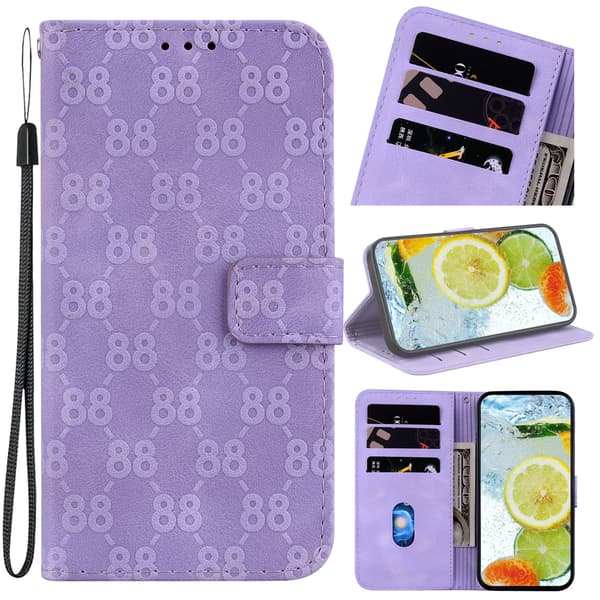 Double 8-format relief bracket card holder wallet case suitable for iPhone 7/iPhone 8/SE (2020), made of PU leather material