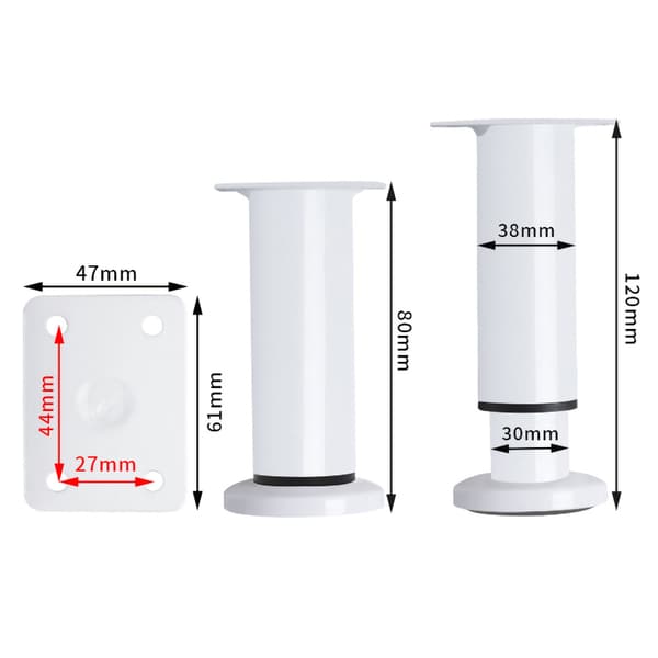 Justerbart møbelben 8-12cm - Hvit