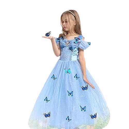 Prinsessekjole Elegant Blå Børnekostume Blå Blå 128