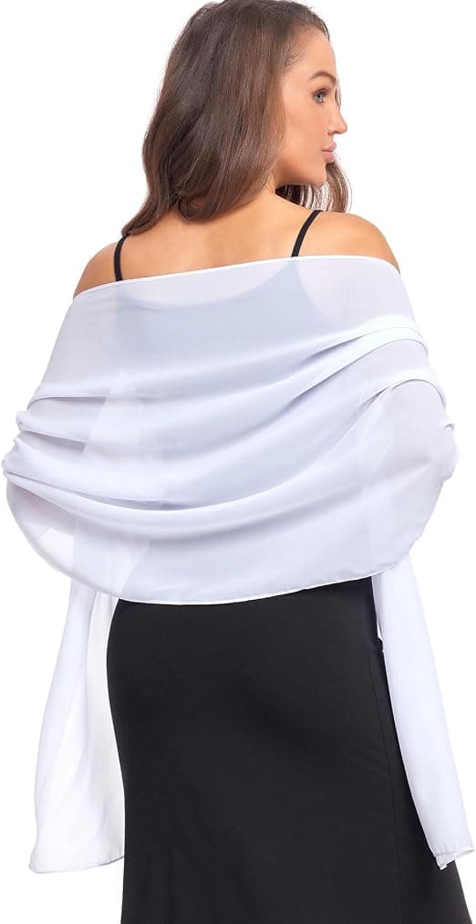 Dame Skjerf Solid Farge Stor Gjennomsiktig Sjal Wraps For Kveldsfest