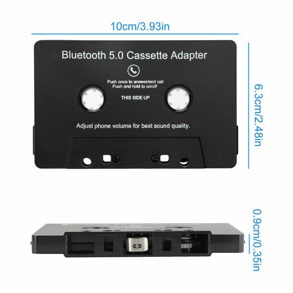 Universal Kassette Bluetooth 5.0 Lyd Bilbånd Aux Stereo Adapter med Mikrofon til Telefon MP3 AUX-kabel
