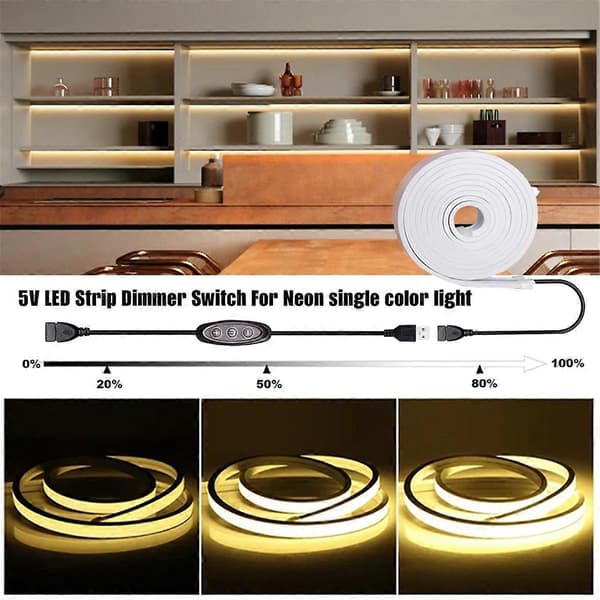 5V USB LED Dimmer Switch, 10-step dimming, female to male, 2-pack USB-powered dimmer for 5V Single
