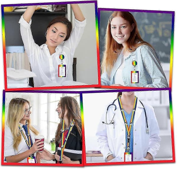 Rainbow Lanyard with Retractable ID Holder