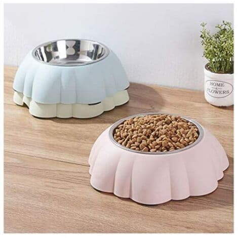 Græskarformet skål i rustfrit stål til hunde og katte med spildfrit design til foder og vand til kæledyr fra...