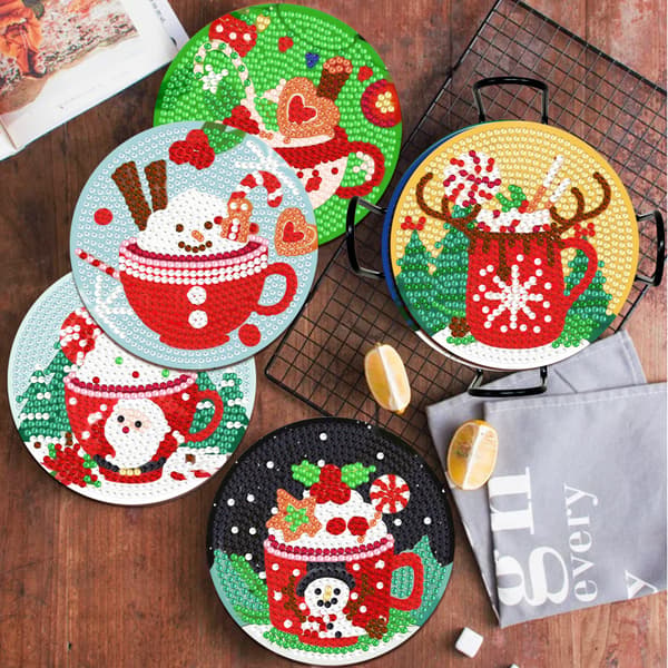 Diamond Painted Coasters Round Wooden Coasters