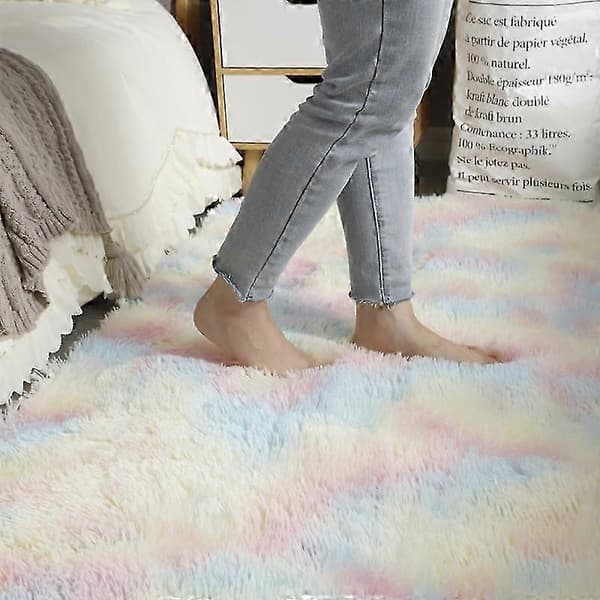 stor rund tæppe plys fluffy tæppe til stuegulv lyserød tie-dye