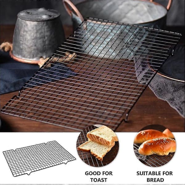 Rektangulær BBQ-rist i jern, grillrist for utendørs matlaging og tørking