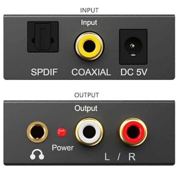DAC 192KHz Digital til Analog Lydkonverter, Toslink Optisk til 3,5 mm Adapter til PS 4 HD DVD Hjem