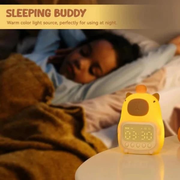 Capybara-shaped Digital Alarm Clock with LED Display and Night Light | Snooze Function, Timer, and Temperature Display | Kids' Bedside Clock, Bed
