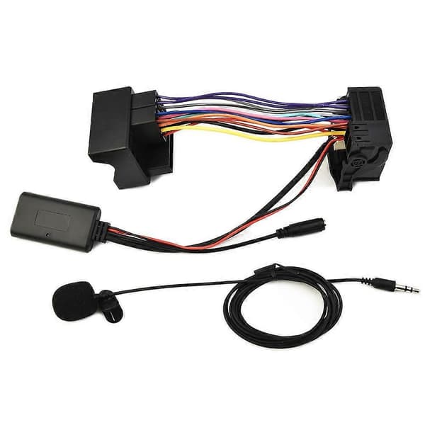 Bluetooth 5.0 musikljudadapter med mikrofon, Plug and Play, kompatibel med E60 E61 E63 E64 E65 E66 E81 E82 E87 E90 E91 E92 2004-2006