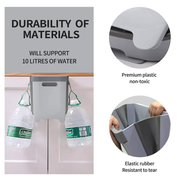 9L Wall-Mounted Foldable Waste Bin for Kitchen Cabinet - Quickly Clean Counter, Sink, Bathroom - RV, Car, Camping Foldable Trash Can