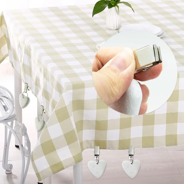 (Hjärtformad) 10-pack dukvikter med klämmor för inomhus- och utomhuskök, bröllopsfirande, vit marmor, picknick