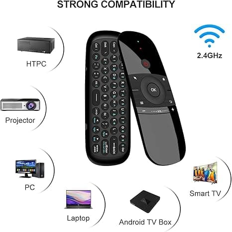 Upgrade WeChip W1 Air Mouse Remote Control with Keyboard, IR/RF TV Remote for Android TV Box/PC/Projector/HTPC/All-in-one PC