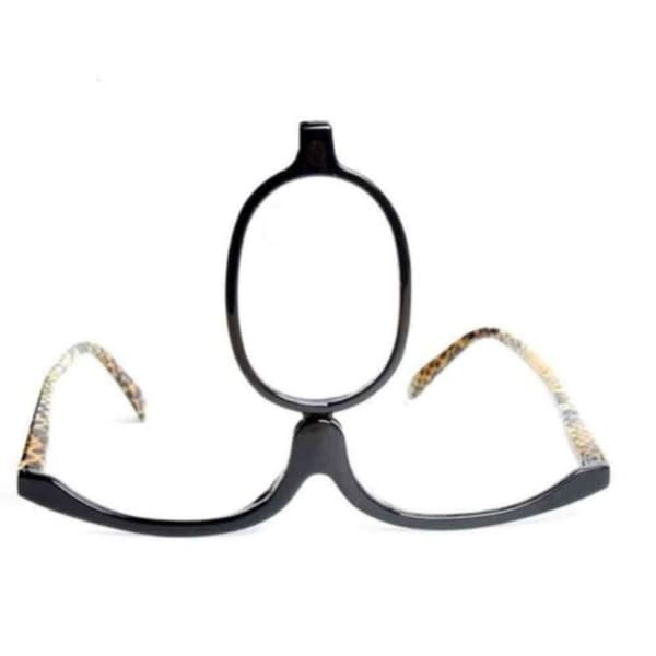 Forstørrelsesbriller Makeupbriller Flip Down-linser Sort ramme +1,5-4