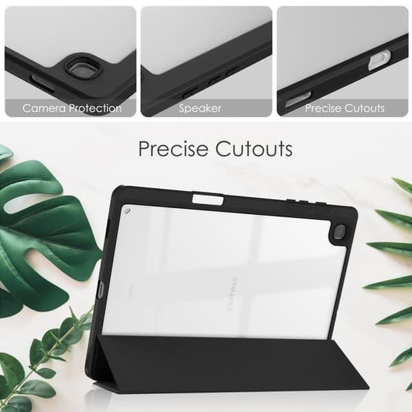 SKALO Samsung Tab S6 Lite Trifold Case with Transparent Back - Black
