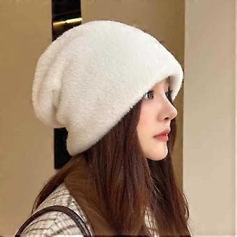 Slouchy Beanie - Double Layer Knitted Winter Hat for Women