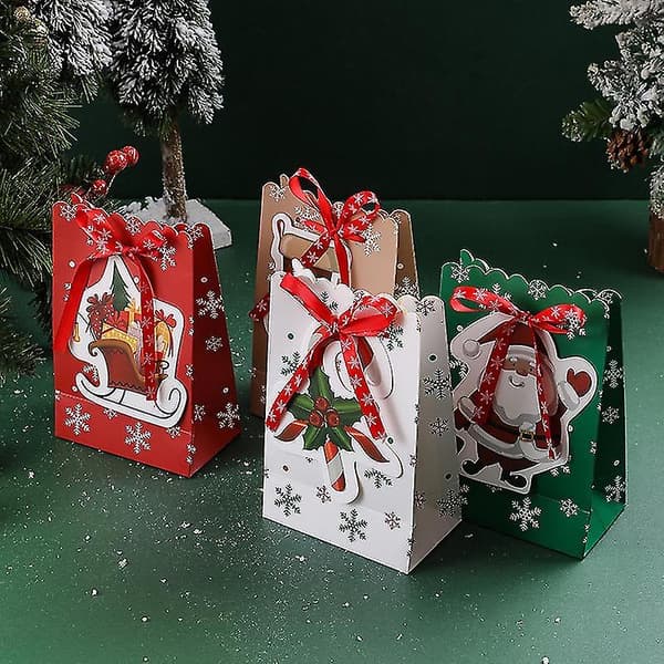 Set med 8 julklappsaskar, julklappspåsar för inslagning av presenter, godis, choklad, kakor