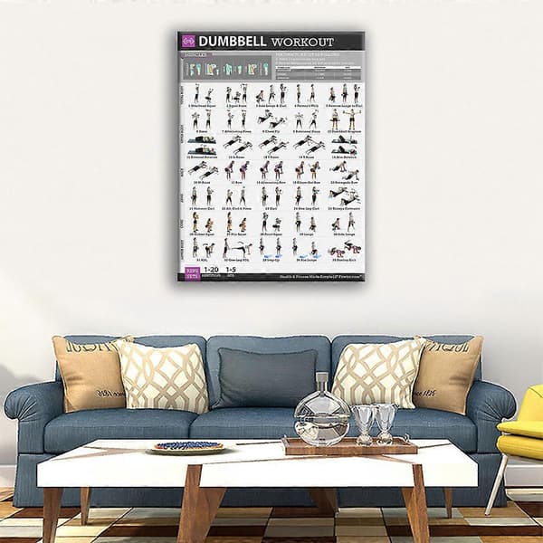 Learning Dumbbell Workout Exercise Poster Laminated Free Weight Bodybuilding