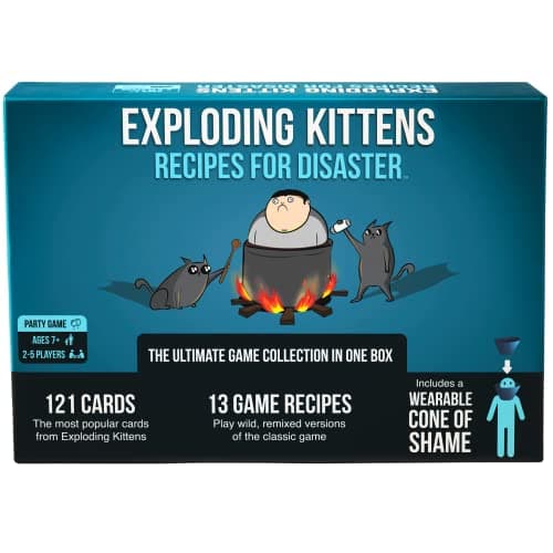 Exploding Kittens Recipes for Disaster Deluxe -pelisetti, Exploding Kittens -korttipeli aikuisille, teini-ikäisille ja lapsille