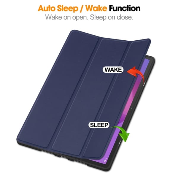 For Lenovo Idea Tab Pro Case Tri-Fold Stand Shell with Pen Holder - Dark Blue