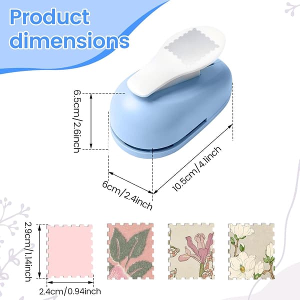 Stamp-shaped punch: 2.9 × 2.4 cm Creative design punch – Stamp shape, Square pattern – Portable for cardboard, scrapbook, envelopes and greeting cards (B