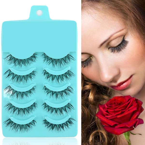 5 par Messy Natural Crossed False Eyelashes Eyelashes Star Makeup Super