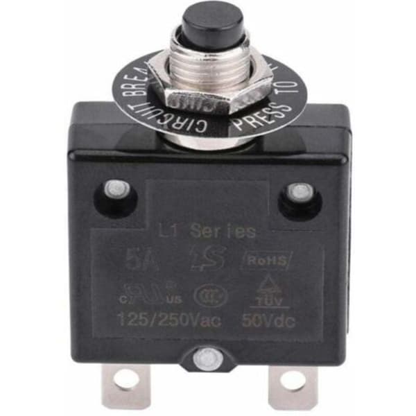 10A Circuit Breaker with Optional Thermal Reset Switch, 125-250V AC 50V DC Overcurrent Protector Push Button Switch