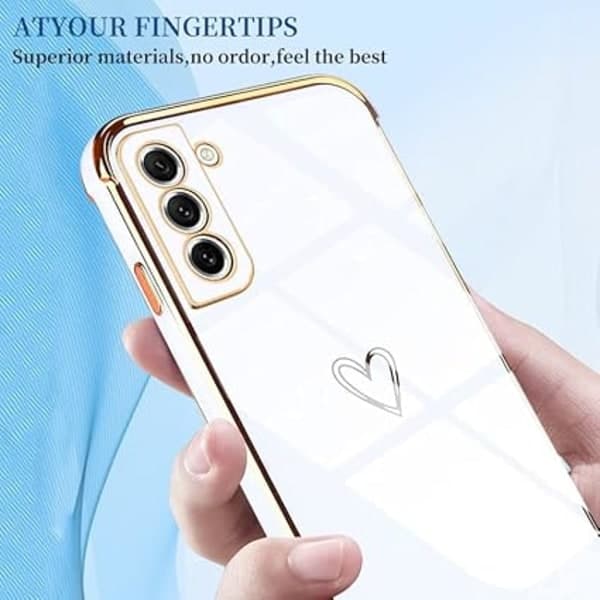 White Samsung Galaxy S22 Case, Cute Love Pattern, Ultra-thin Electroplated Silicone TPU (Shockproof)