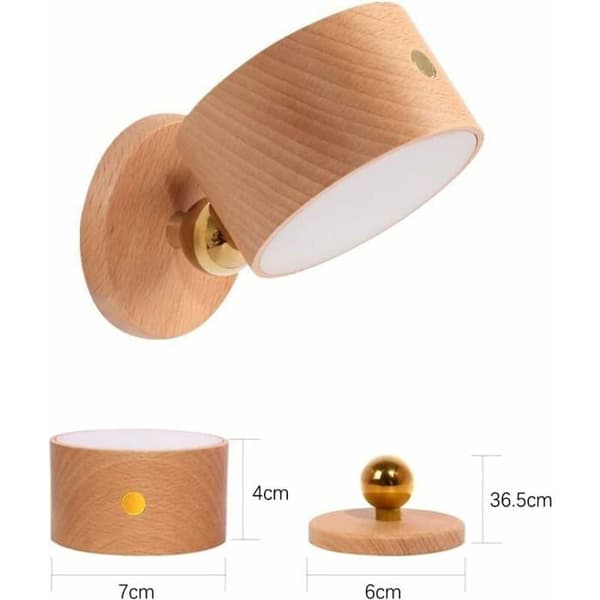Wall Lamp - USB Rechargeable LED Solid Wood 1500mAh Indoor