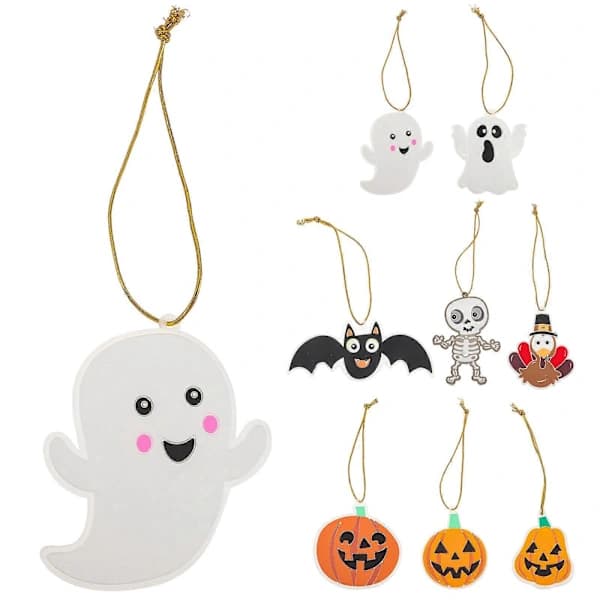 Halloween Hanging Ornaments 8-pack Small Decorations with Ropes