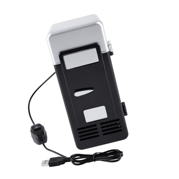 LED Mini USB Refrigerator for Drinks and Cans Black Portable Cooler and Warmer