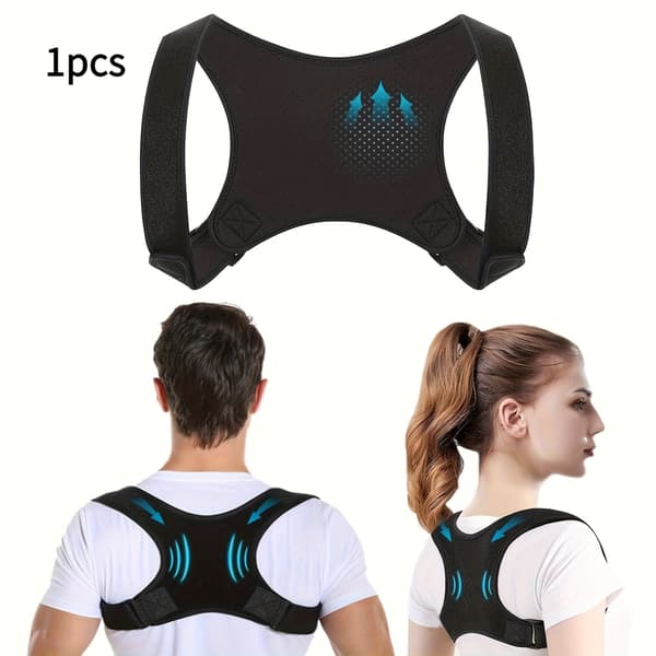 Unisex Posture Corrector Back Brace with Adjustable Positioning - Lower/Upper Back Support, Improved Posture Black (1pc, Unisex)