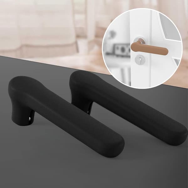 Black Door Handle Covers 2 Pcs, Silicone Door Handle Protector for Child Safety