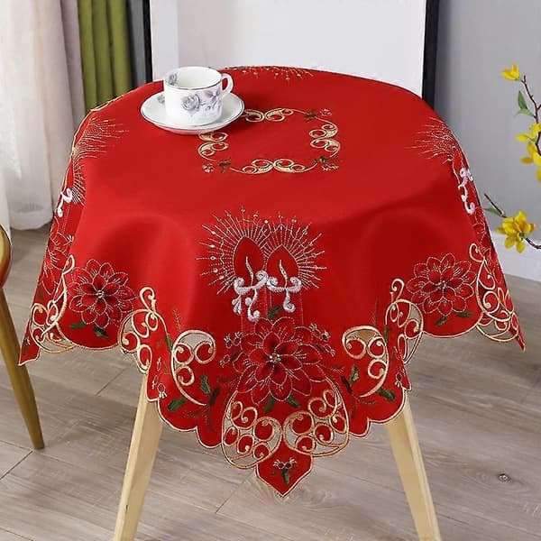 2025 Jul Broderad Bordsduk, Utskuren Rund Bordsduk, för Restaurangmiddagar