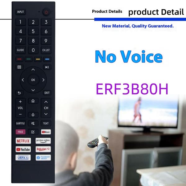Fjernkontroll Erstatning ERF3B80H For Hisense TV (Støtter ikke stemmefunksjon)