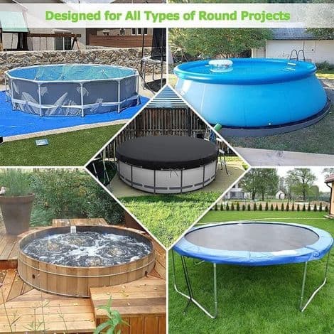 Inflatable Spa Cover, Round Waterproof Pool Cover Black 210x90cm