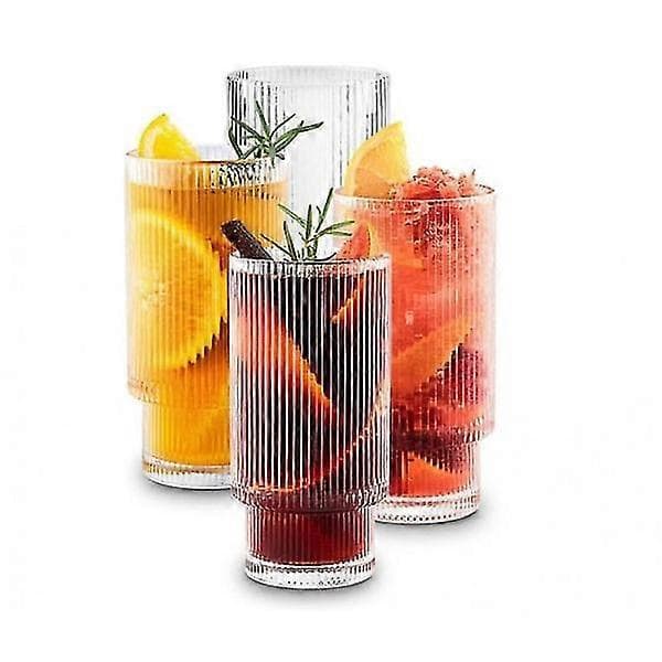 4-delars set räfflade glas, 270 ml vardera, klara.
