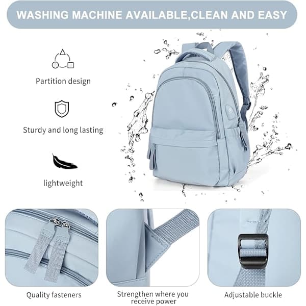 Laptop Backpack, Waterproof Laptop Backpack with 16 Inch USB Charging School Bag Blue blue