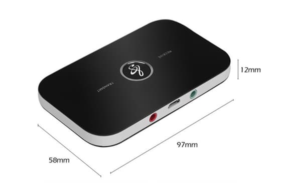 Bluetooth 5.0 Transmitter Receiver, 2-in-1 Wireless Portable Stereo Audio Adapter Receiver with RCA/3.5mm AUX Compatible Low Latency HD Audio
