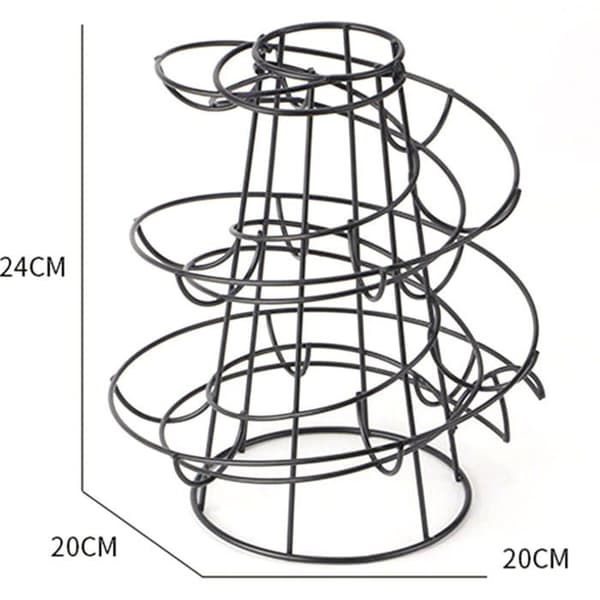 Spiral Metal Egg Holder for Chicken Eggs, Freestanding Wire Basket for Egg Storage, Black