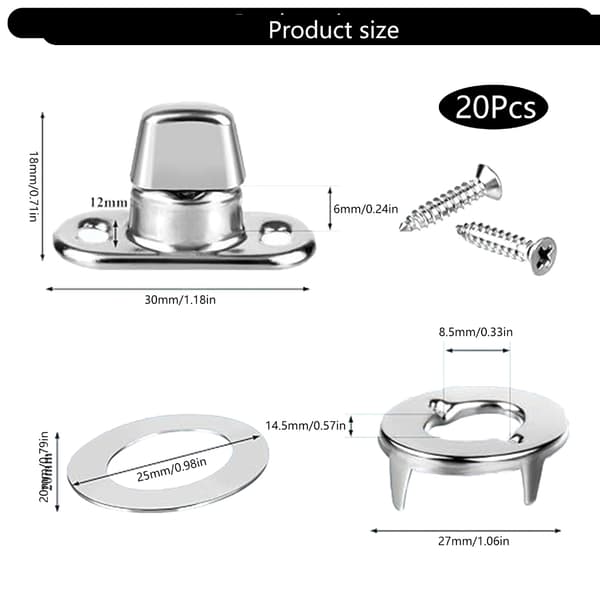 20 stk Twist Lock-fester i rustfritt stål for montering av tynne materialer