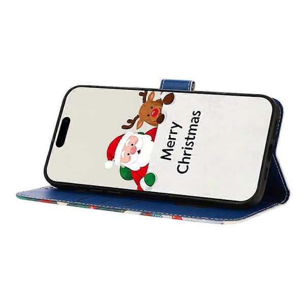 Compatible with iPhone 17 Wallet Case Christmas Pattern Print Leather Phone Cover with Lanyard Gift Box Snowman