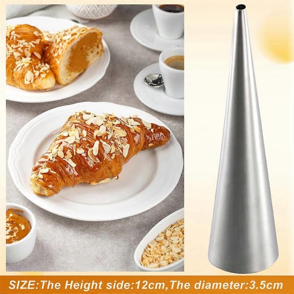 Flødehornforme i rustfrit stål, 12 stk. store bageforme til danske croissanter, non-stick, nemme at bruge
