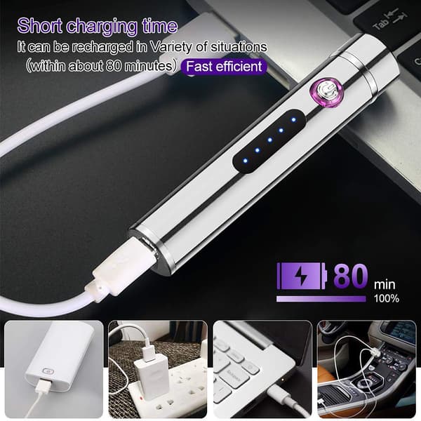 Ultra Mini Dobbelt Bue USB Lighter, Sølv