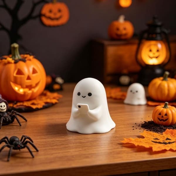 Halloween Spøgelsesfigursæt e Læsende Spøgelse/Telefonspøgelse Skulptur A2